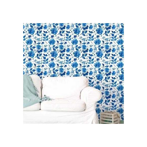 papel de parede Adesivo floral Azul 213605350