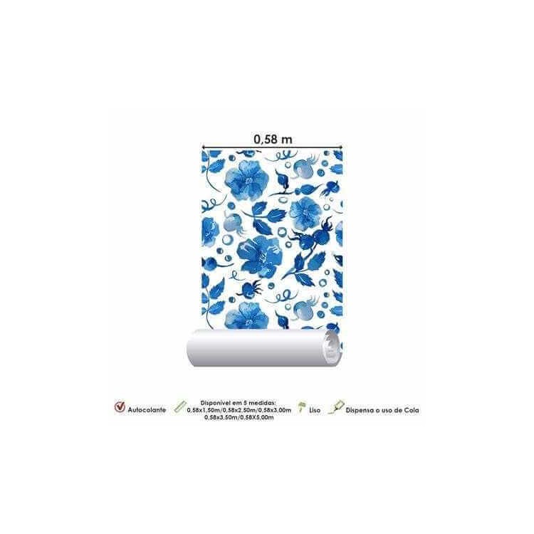 papel de parede Adesivo floral Azul 213605350
