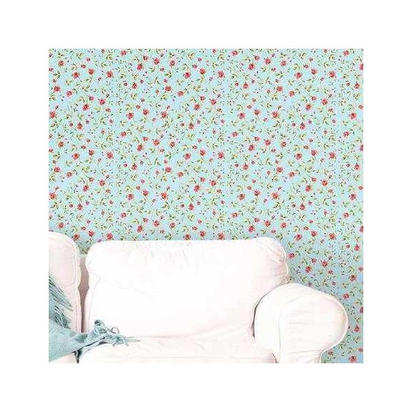 Papel de Parede Adesivo Floral Azul 226