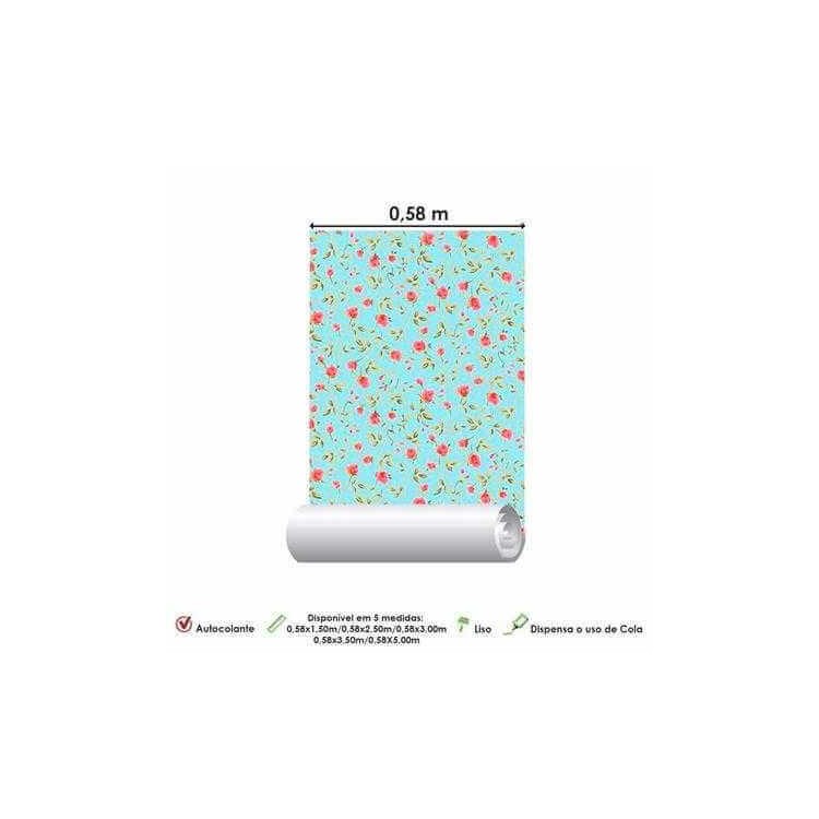Papel de Parede Adesivo Floral Azul 226