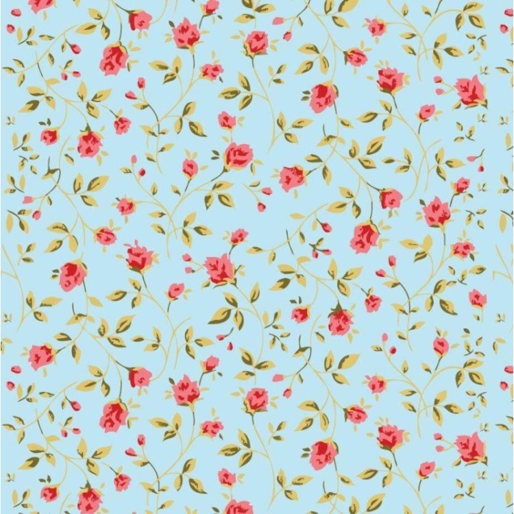Papel de Parede Adesivo Floral Azul 226