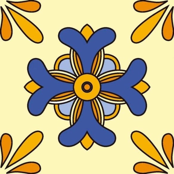 Papel de Parede Adesivo Floral Azul e Amarelo 561248339