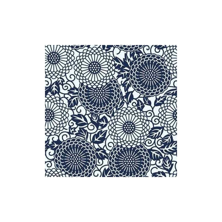 Papel de Parede Adesivo Floral Azul e branco...
