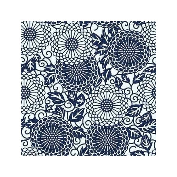Papel de Parede Adesivo Floral Azul e branco 210208