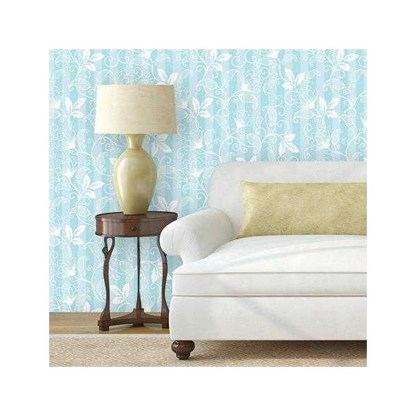 Papel de Parede Adesivo Floral Azul e Branco 589695