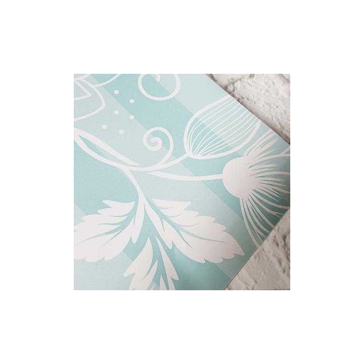 Papel de Parede Adesivo Floral Azul e Branco...