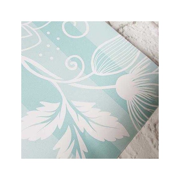 Papel de Parede Adesivo Floral Azul e Branco 589695