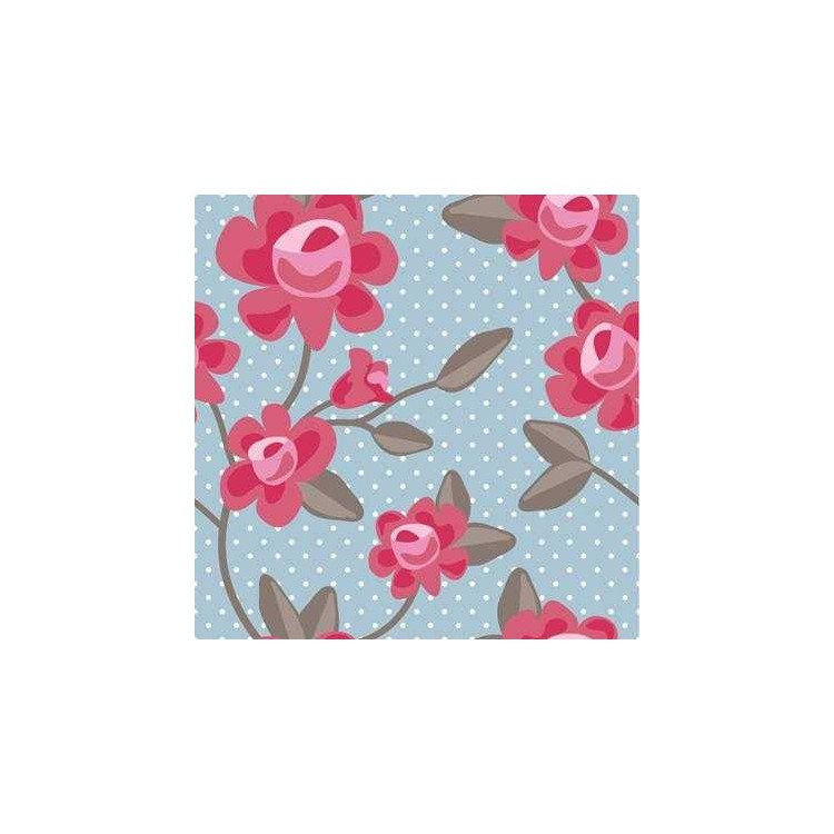 Papel de Parede Adesivo Floral Azul e Rosa...
