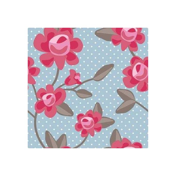 Papel de Parede Adesivo Floral Azul e Rosa  849175637