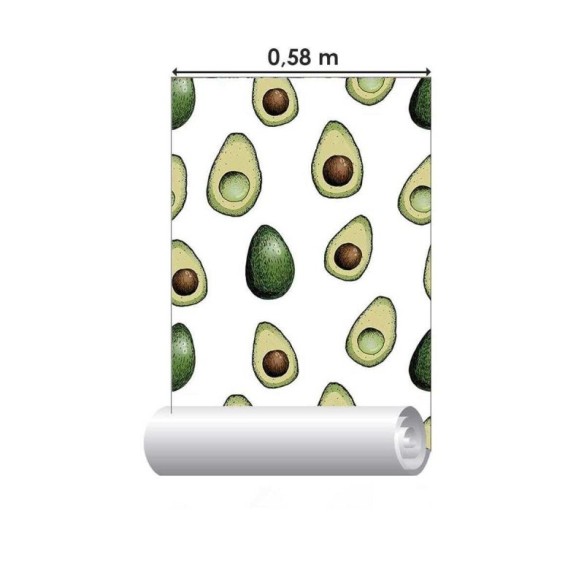 Papel de Parede Adesivo Abacate em Fundo Branco N05030
