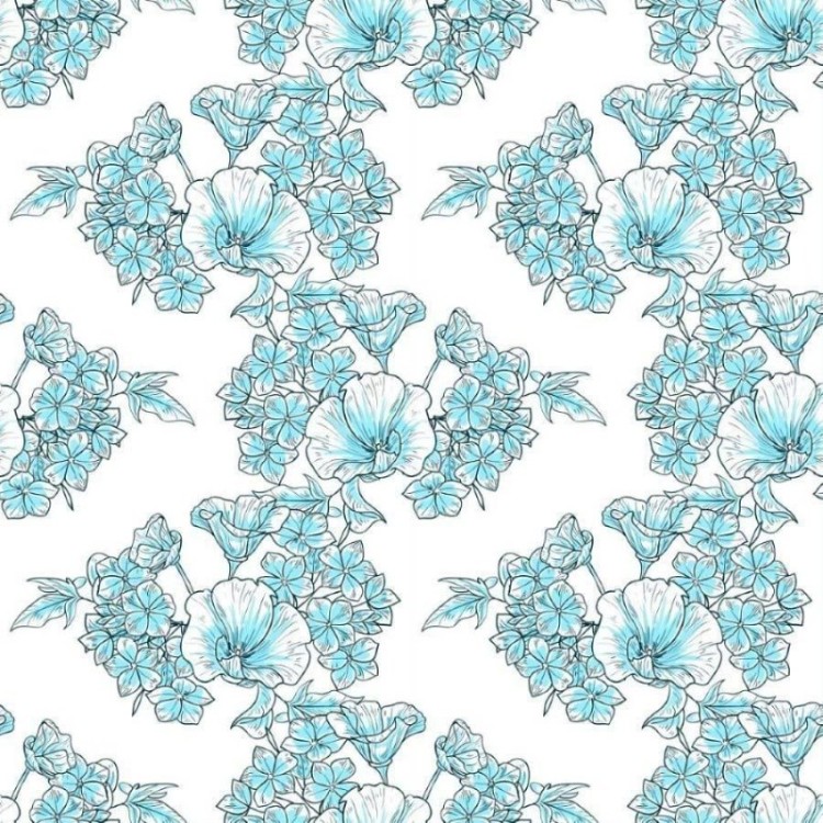 Papel de Parede Adesivo Floral Azul N012114