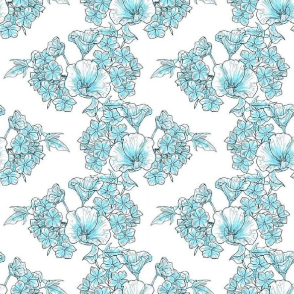 Papel de Parede Adesivo Floral Azul N012114