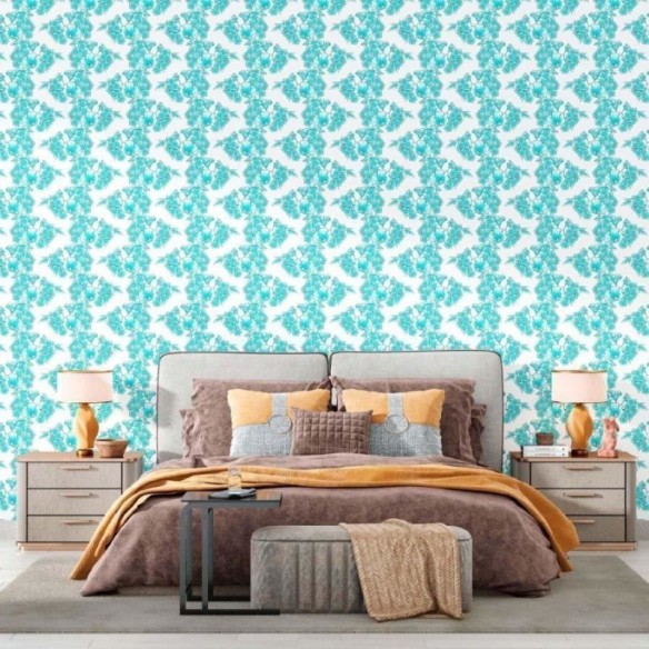 Papel de Parede Adesivo Floral Azul N012114