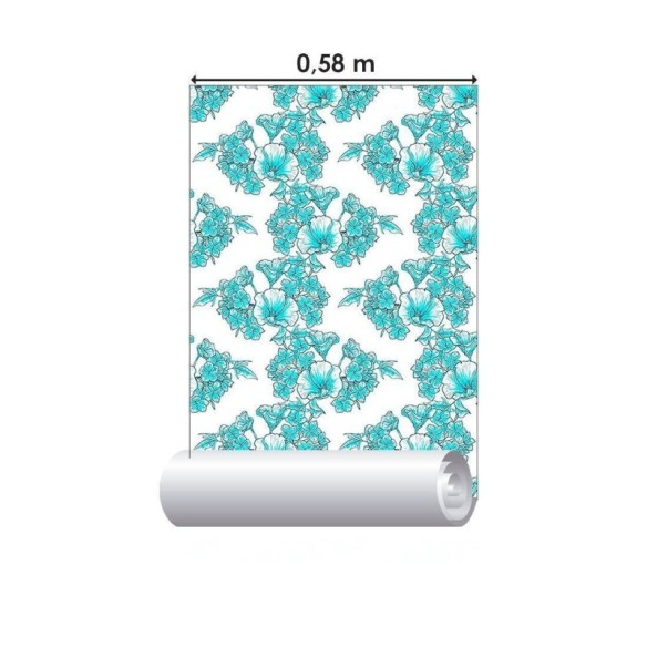 Papel de Parede Adesivo Floral Azul N012114