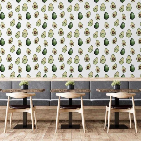 Papel de Parede Adesivo Abacate em Fundo Branco N05030