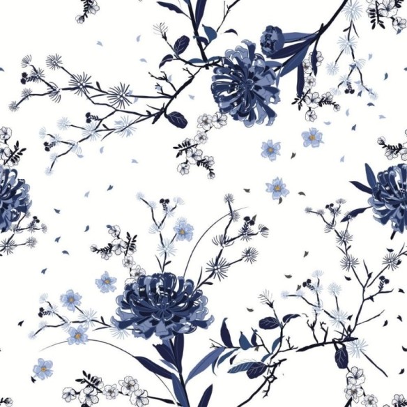Papel de Parede Adesivo Floral Azul N015094