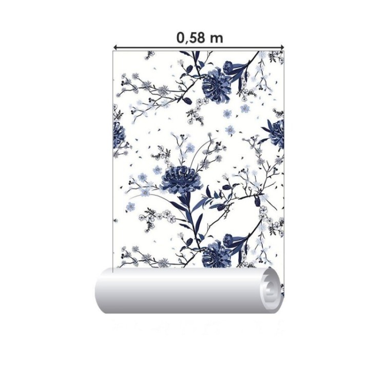 Papel de Parede Adesivo Floral Azul N015094
