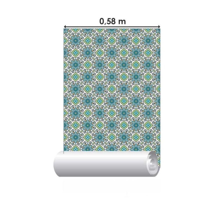 Papel de Parede Adesivo Floral Azul N03038