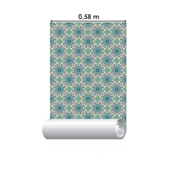 Papel de Parede Adesivo Floral Azul N03038