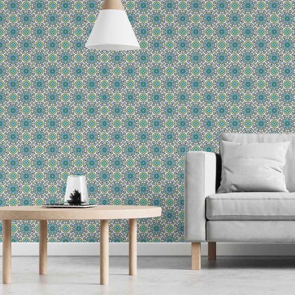 Papel de Parede Adesivo Floral Azul N03038