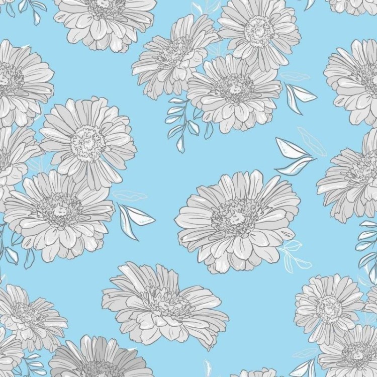 Papel de Parede Adesivo Floral Azul N04065
