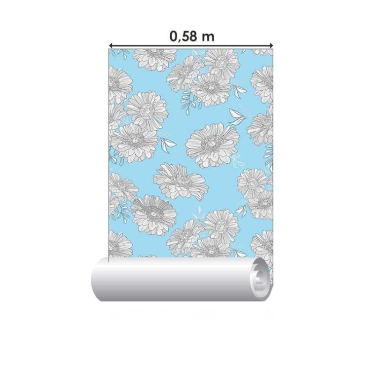 Papel de Parede Adesivo Floral Azul N04065