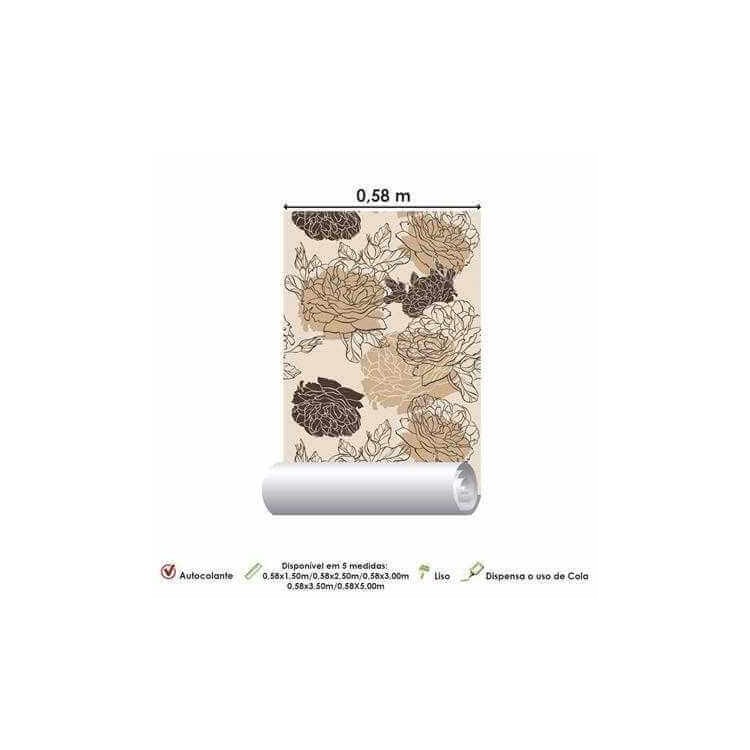 Papel de Parede Adesivo Floral Bege 210126