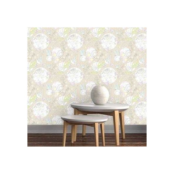Papel de Parede Adesivo Floral Bege 210129