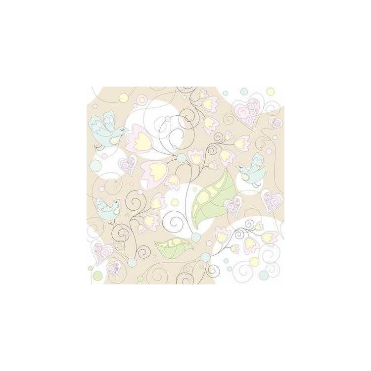 Papel de Parede Adesivo Floral Bege 210129