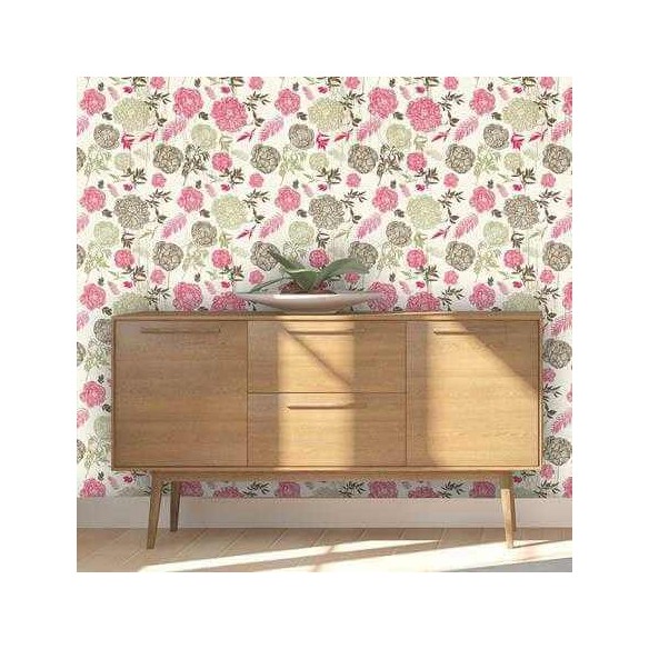 Papel de Parede Adesivo Floral Bege 685