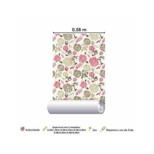 Papel de Parede Adesivo Floral Bege 685