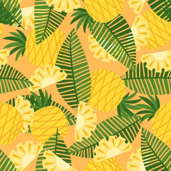 Papel de Parede Adesivo Abacaxi e Folhas N04259