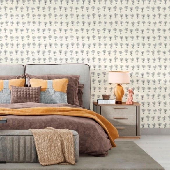 Papel de Parede Adesivo Floral Bege N012096