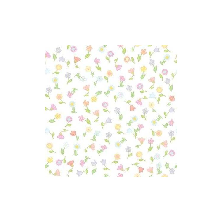 Papel de Parede Adesivo Floral Branco  010821