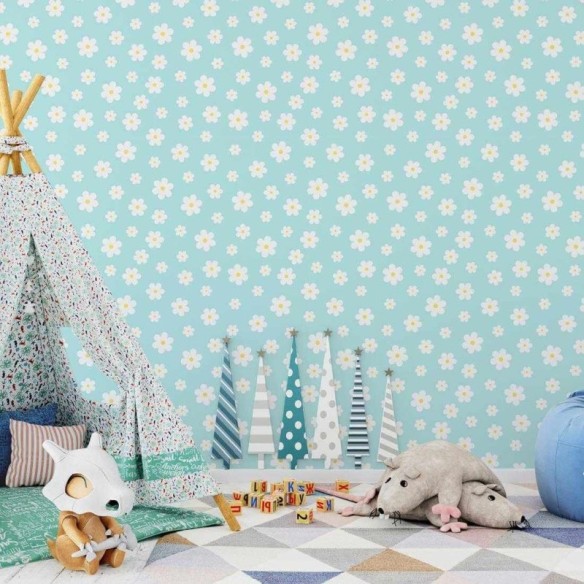 Papel de Parede Adesivo Floral Branco 326608565