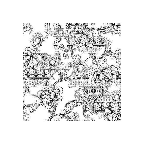 Papel de Parede Adesivo Floral Branco e Preto 509139826
