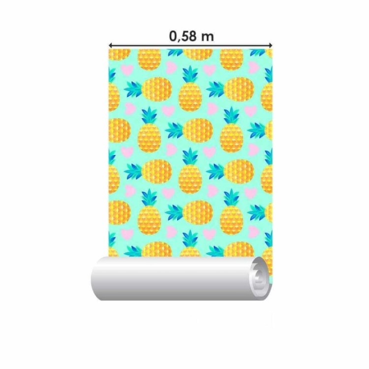 Papel de Parede Adesivo Abacaxi Frutas N524