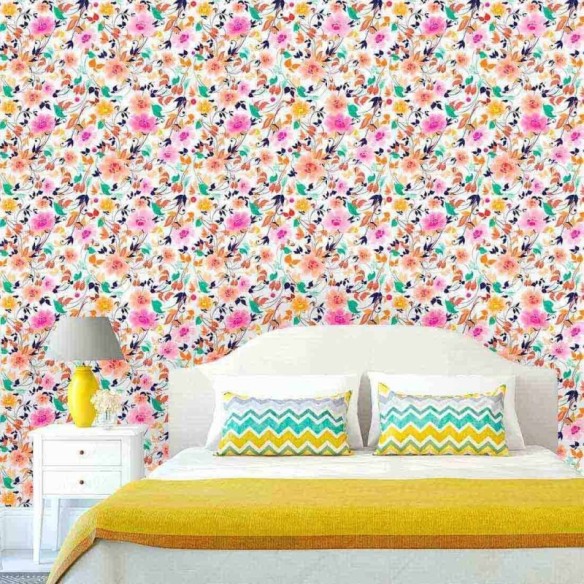 Papel de Parede Adesivo Floral Colorido 539