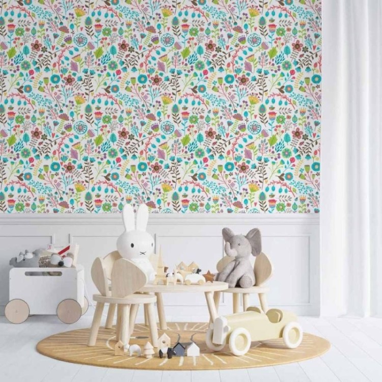 Papel de Parede Adesivo floral colorido N014043