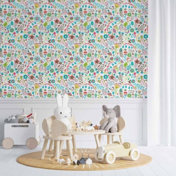 Papel de Parede Adesivo floral colorido N014043