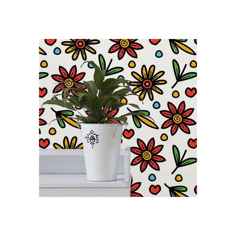 Papel de Parede Adesivo Floral Colorido N017075