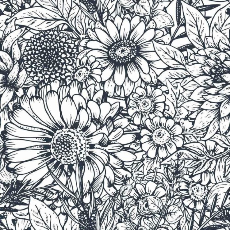 Papel de Parede Adesivo floral colorir
 N014147