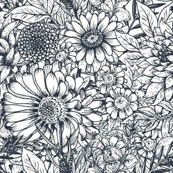 Papel de Parede Adesivo floral colorir
 N014147