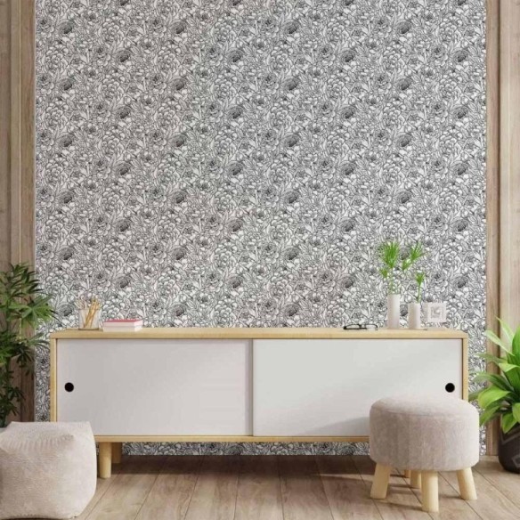 Papel de Parede Adesivo floral colorir N014148