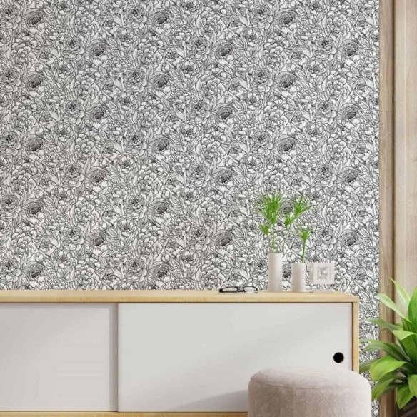 Papel de Parede Adesivo floral colorir N014148
