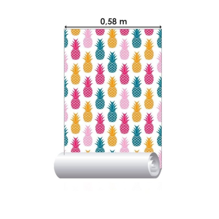 Papel de Parede Adesivo Abacaxis Coloridos N012131