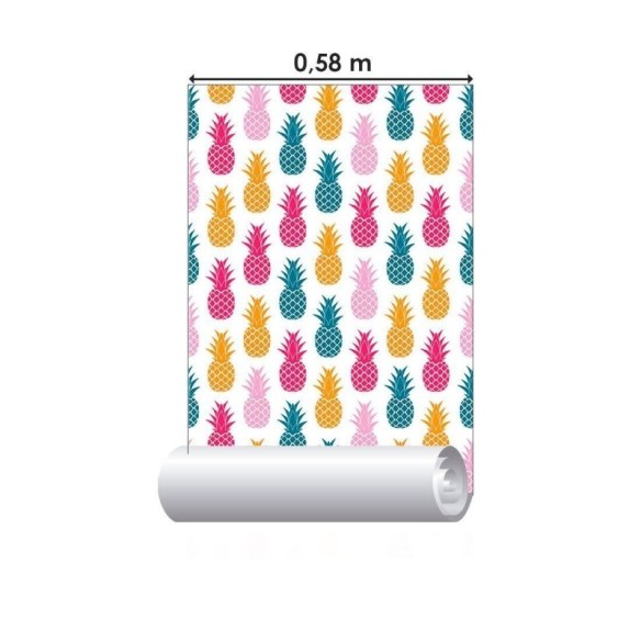 Papel de Parede Adesivo Abacaxis Coloridos N012131