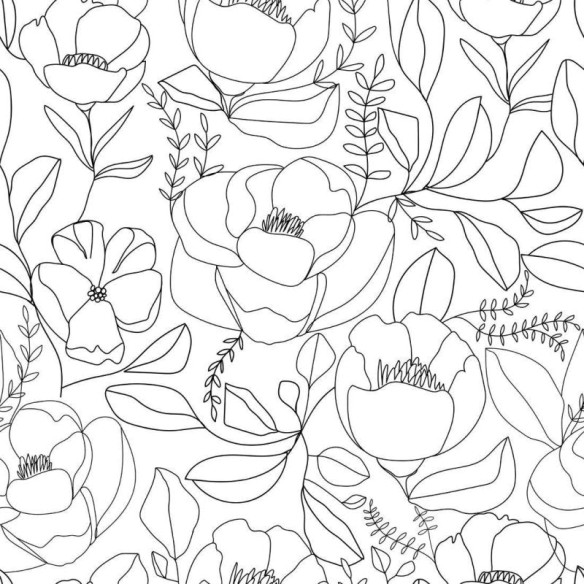Papel de Parede Adesivo Floral Colorir N014033