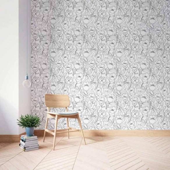 Papel de Parede Adesivo Floral Colorir N014033