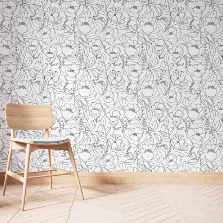 Papel de Parede Adesivo Floral Colorir N014033